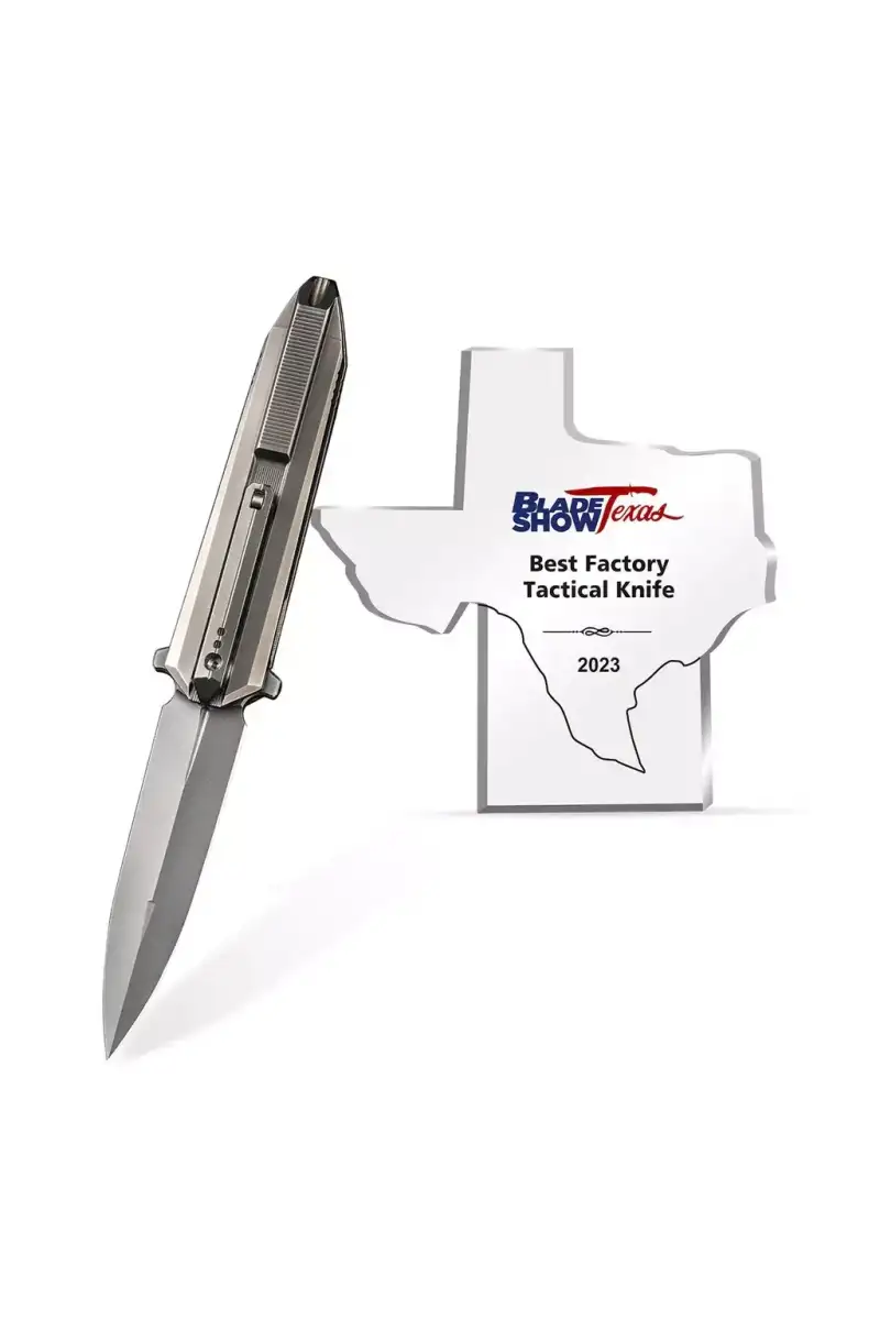Nóż składany WE Knife Diatomic Polished Bead Blasted Titanium, Polished Bead Blasted CPM 20CV (WE22032-2)