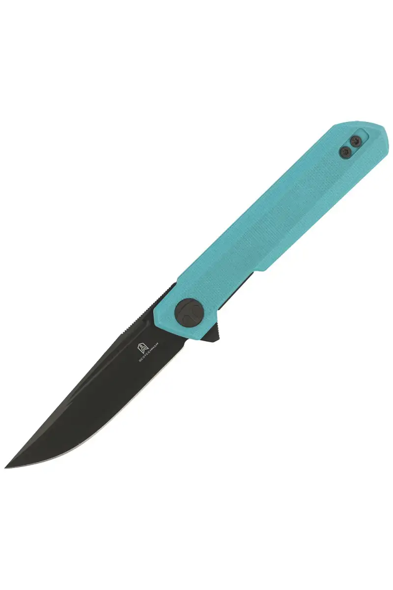 Nóż Bestechman Mini Dundee Tiffany Blue G10, Grey DLC D2 by Ostap Hel (BMK03E)
