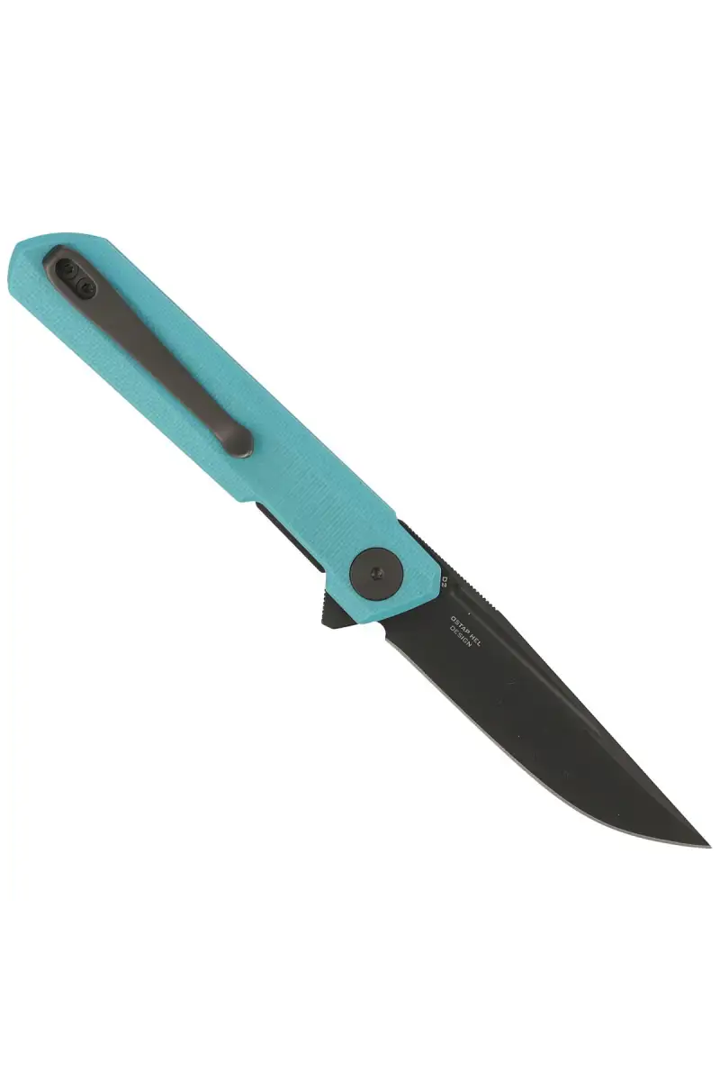 Nóż Bestechman Mini Dundee Tiffany Blue G10, Grey DLC D2 by Ostap Hel (BMK03E)