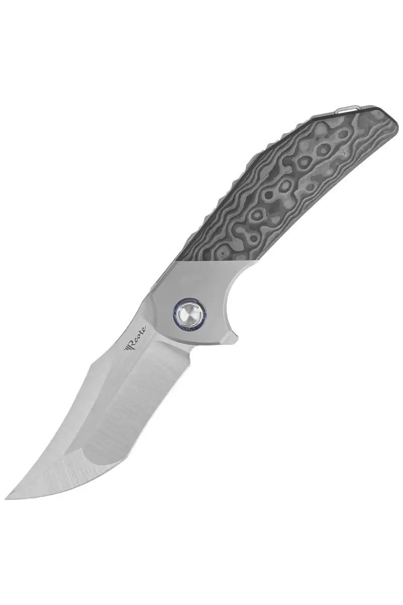 Nóż składany Reate Tiger Bead Blast Titanium/Fat Carbon Black Camo, Belt Satin M390 by Alvin Lee (TG TBB.SAT)