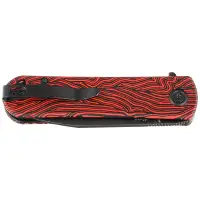 Nóż składany Kubey NEO Red / Black Damascus G10, Blackwashed AUS-10 by Keanu Alfaro (KU371F)