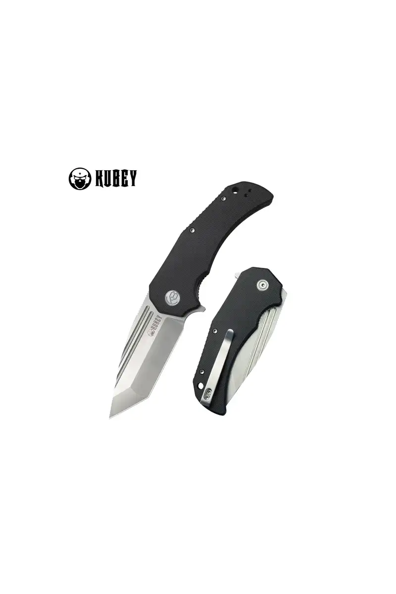 Nóż składany Kubey Bravo One Tanto Black G10, Beadblasted AUS-10 by Mikkel Willumsen (KU318A)