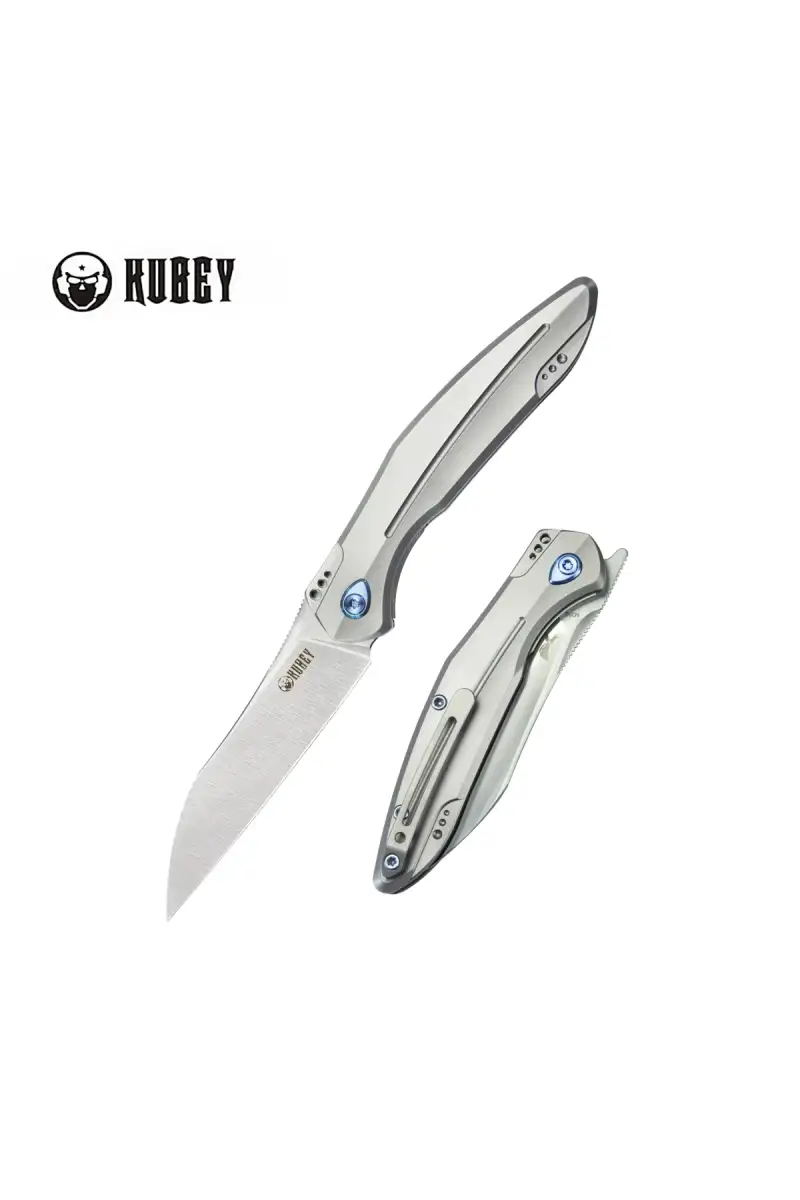 Nóż składany Kubey Barracuda Grey Titanium, Satin M390 by Parsons Bladeworks (KB299C)