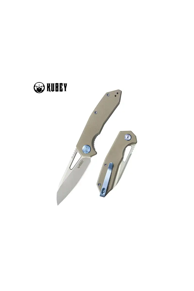 Nóż składany Kubey Vagrant Tan G10, Sand Blasted M390 by Maksim Tkachuk (KB291T)