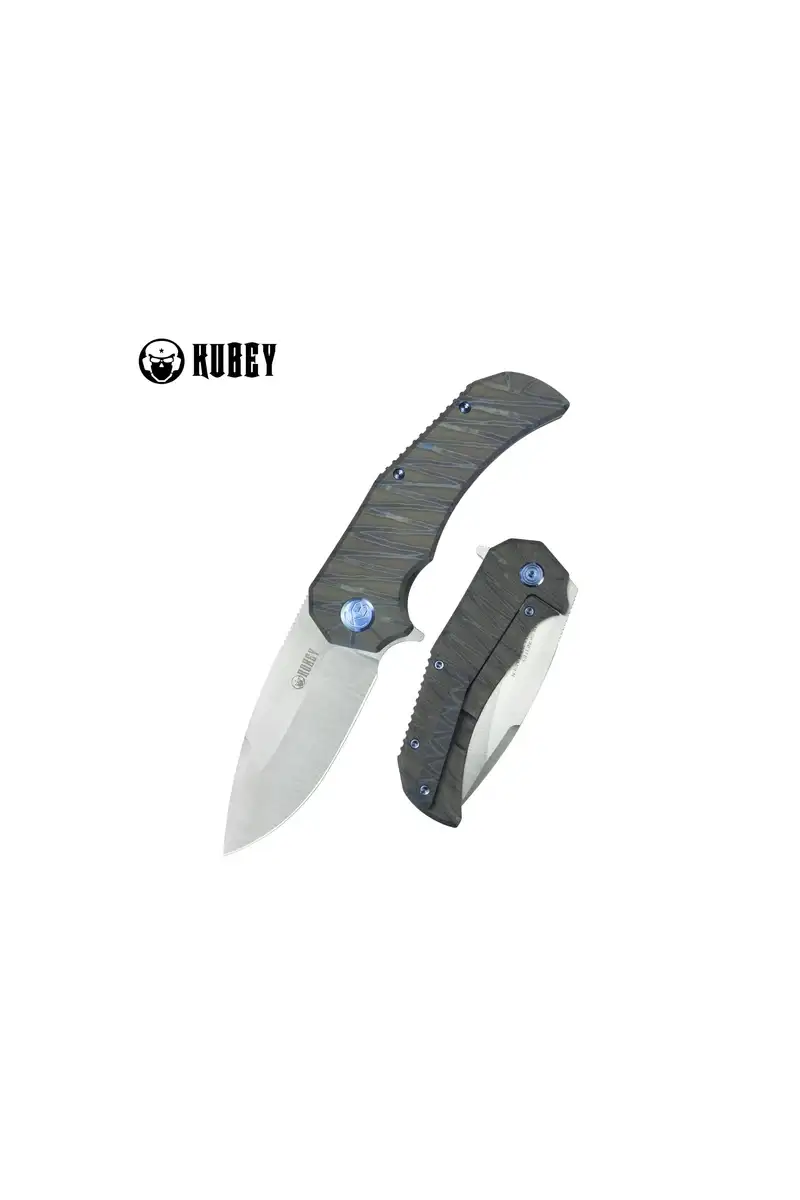 Nóż składany Kubey Bravo One Drop Point Flame Titanium, Satin M390 by Mikkel Willumsen (KB367B)