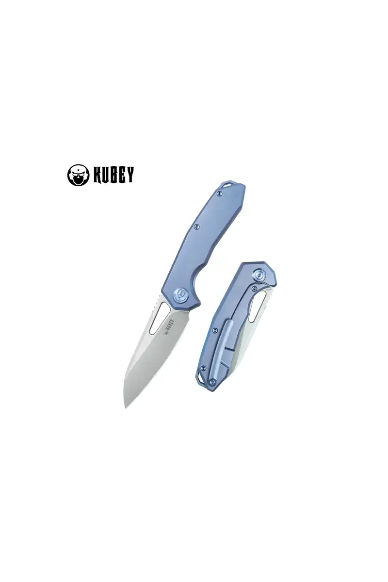 Nóż składany Kubey Vagrant Blue Titanium, Bead Blasted CPM S35V by Maksim Tkachuk (KB284G)