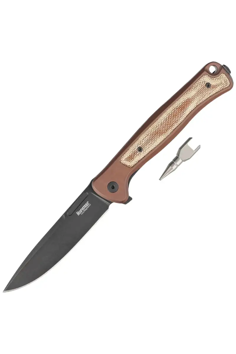 Nóż składany LionSteel Skinny Earth Aluminium/Natural Canvas Micarta, Old Black MagnaCut by Molletta (SK01A EB)