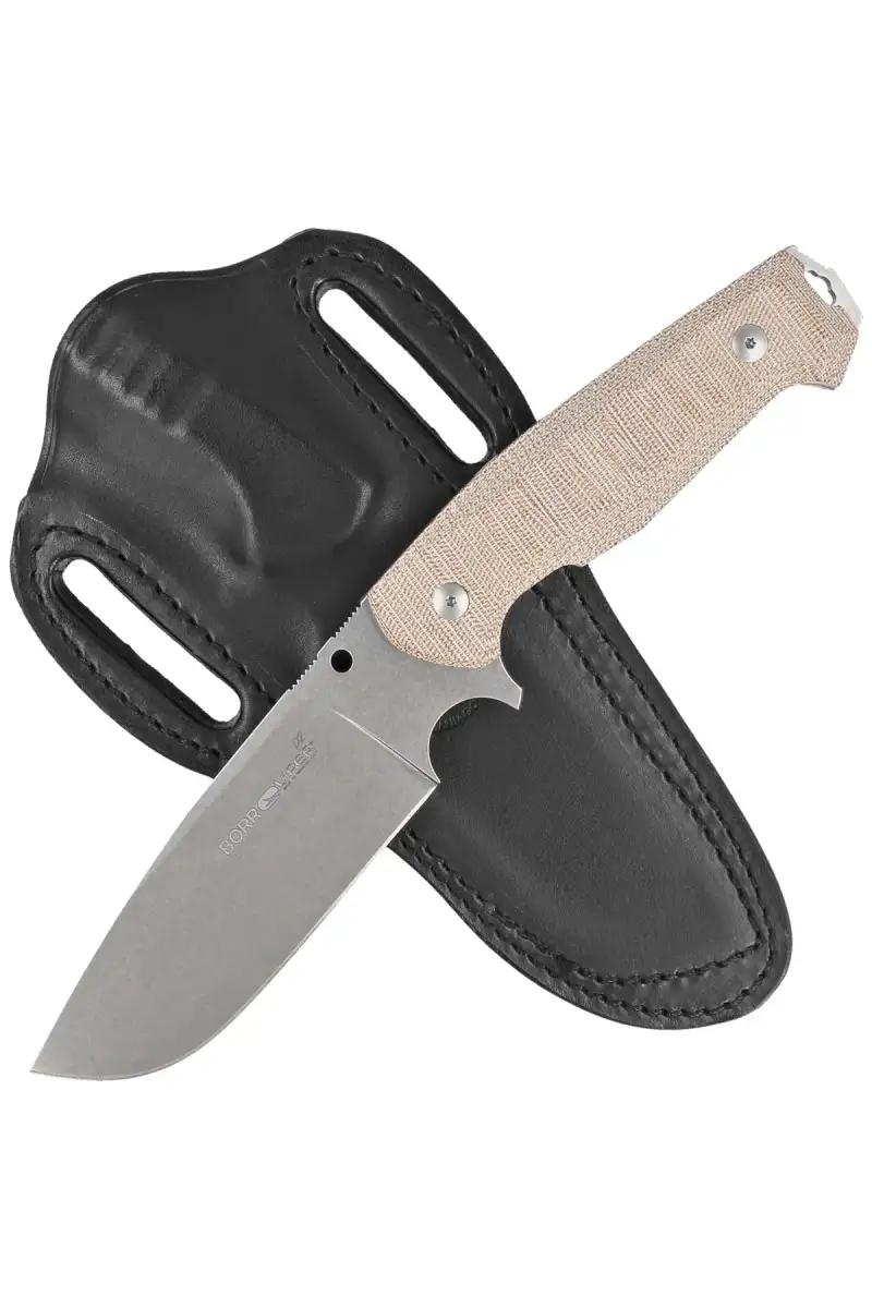 Nóż Viper Borr Natural Canvas Micarta, Stonewashed D2 by Jesper Voxnæs (VT4008SWCN)