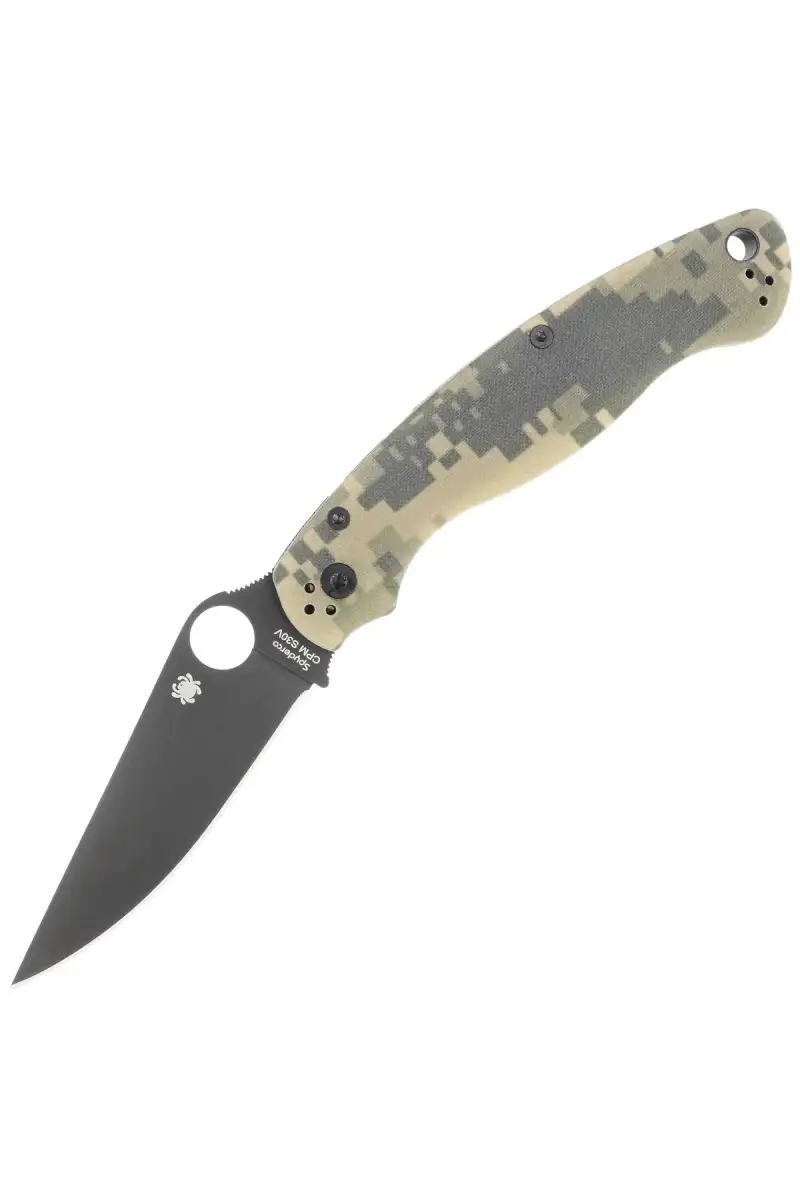 Nóż składany Spyderco Military 2 Camo G10, Black DLC CPM S30V Plain by Sal, Eric Glesser (C36GPCMOBK2)