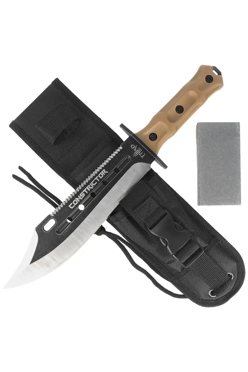 Nóż Third Decor Habitat Constrictor Brown Rubberized ABS, Stonewashed/Satin 420 (H0302)