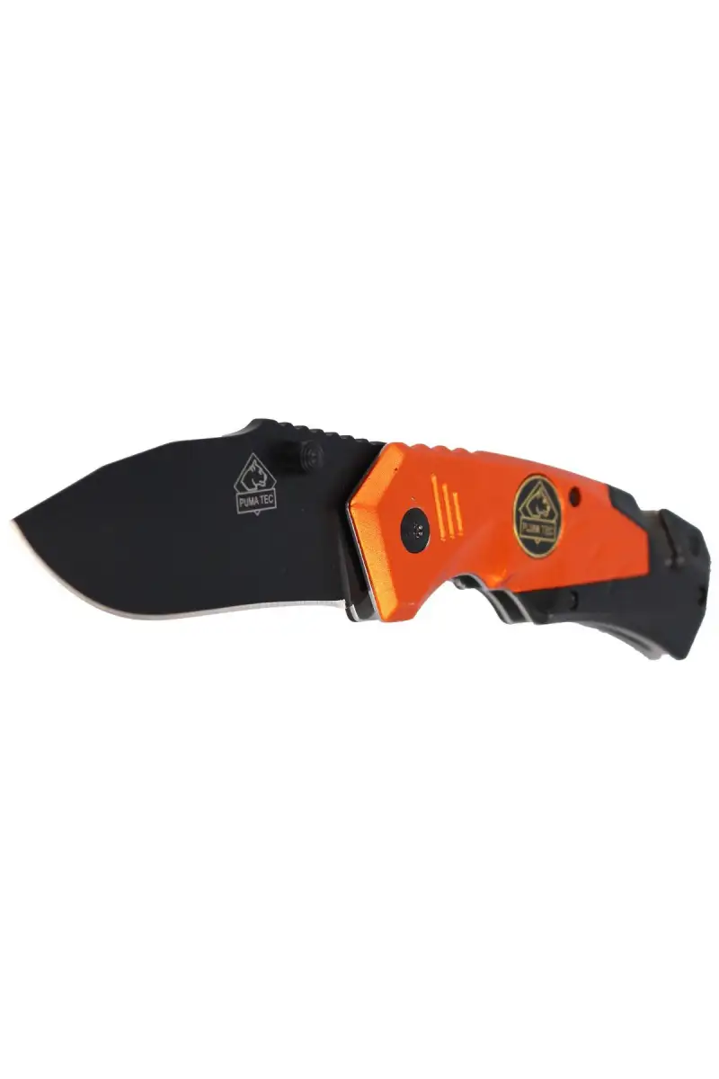 Nóż składany ratowniczy Puma Solingen Black / Orange Aluminium, Black Coated (333811)