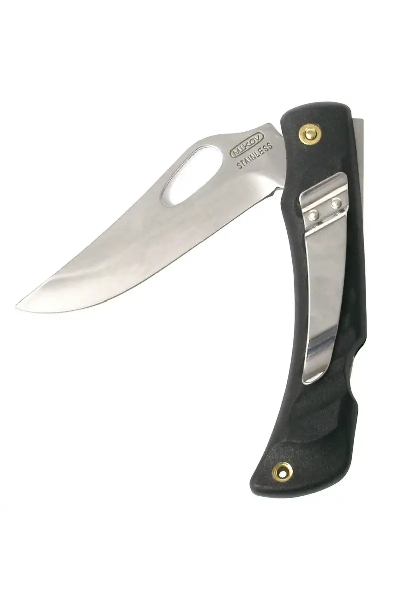 Nóż składany Mikov Crocodile Clip Point Black ABS, Mirror, Klips (243-NH-1/B BLACK/CLIP)