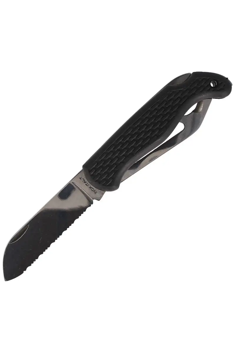 Nóż składany żeglarski MAC Coltellerie Boat 2 Black PP/TPE,  Satin W 1.4034 (MC BOT2.N)