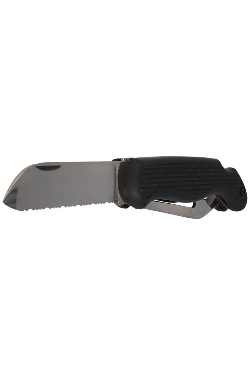 Nóż składany żeglarski MAC Coltellerie Boat 2 Black PP/TPE,  Satin W 1.4034 (MC BOT2.N)