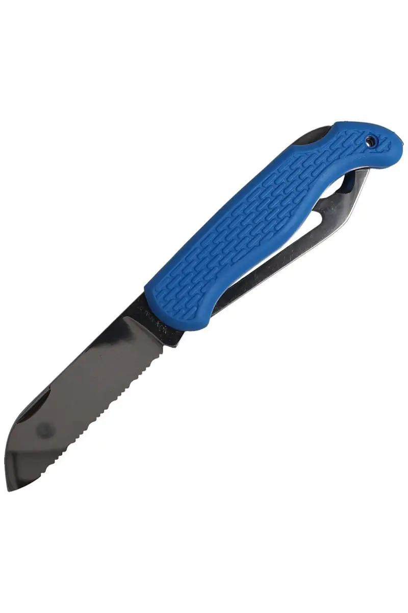 Nóż składany żeglarski MAC Coltellerie Boat 2 Blue PP/TPE,  Satin W 1.4034 (MC BOT2.B)