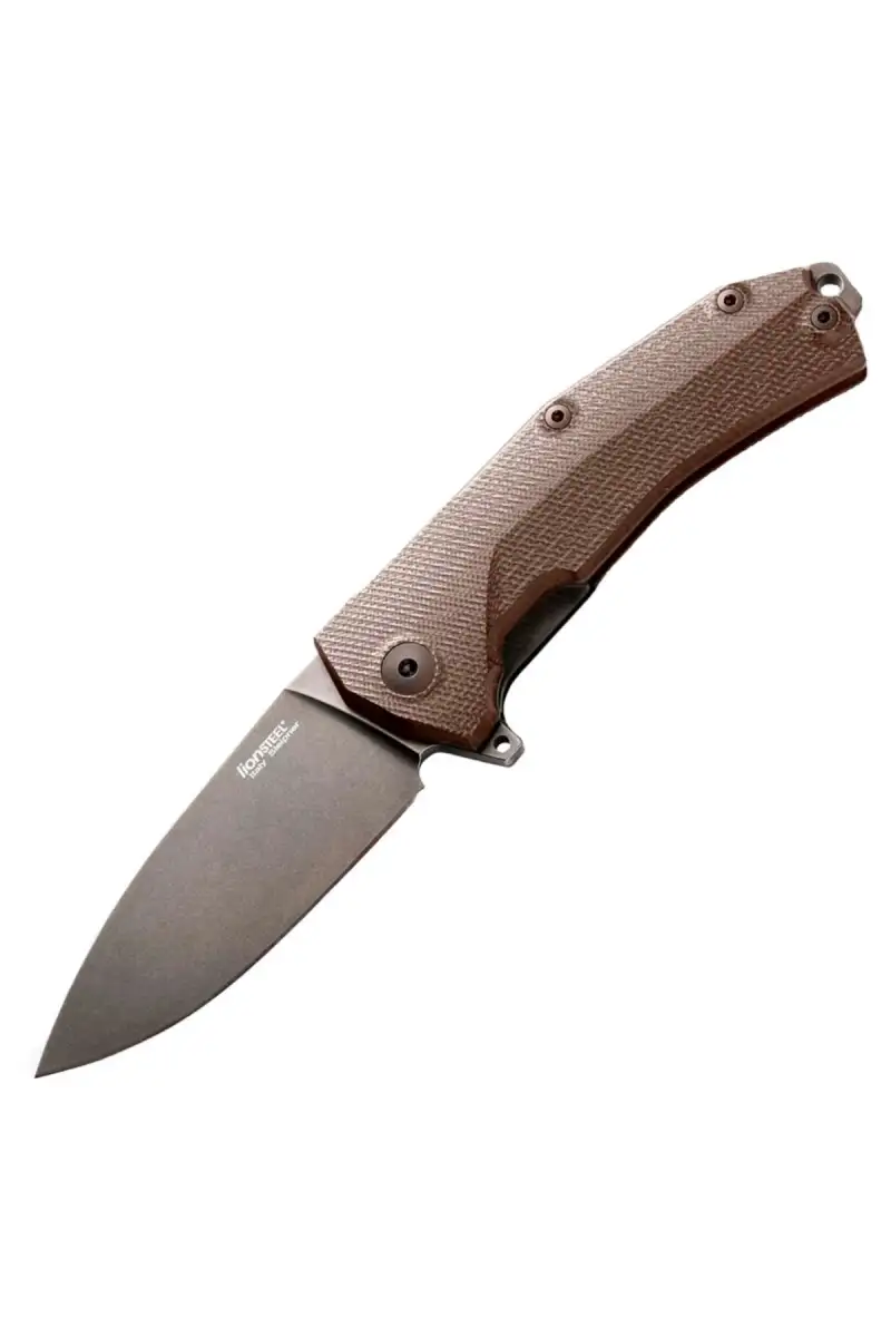 Nóż składany LionSteel KUR G10 Brown, Black Stone Washed (KUR BBR)