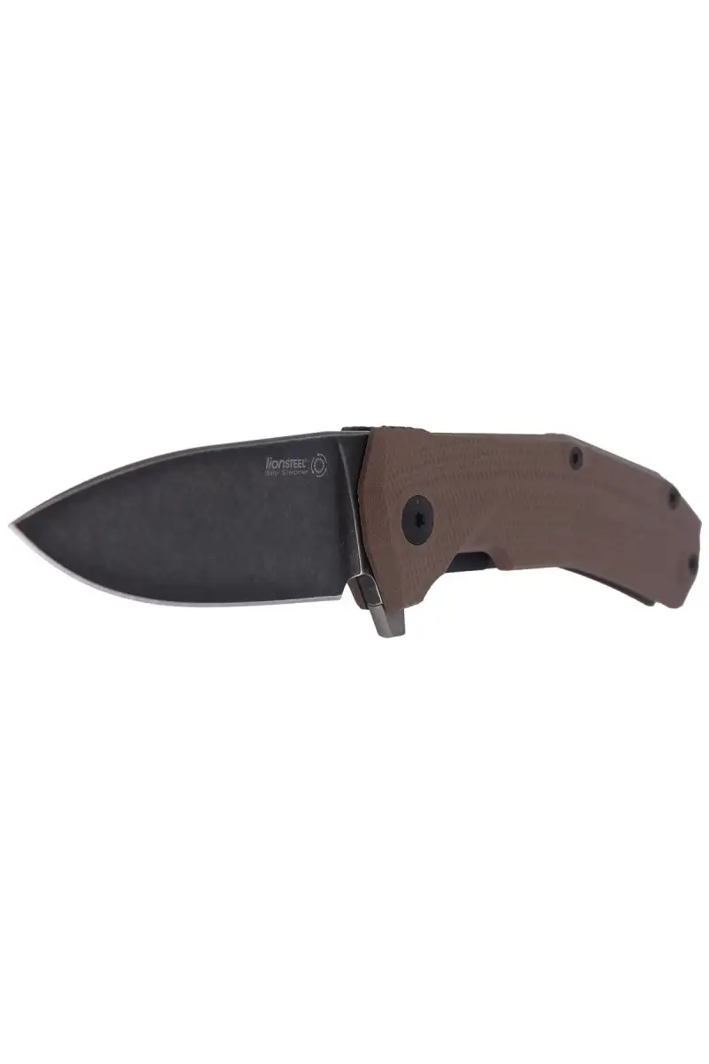 Nóż składany LionSteel KUR G10 Brown, Black Stone Washed (KUR BBR)