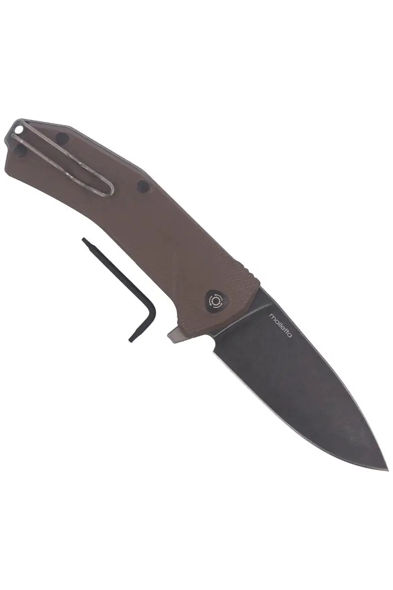 Nóż składany LionSteel KUR G10 Brown, Black Stone Washed (KUR BBR)
