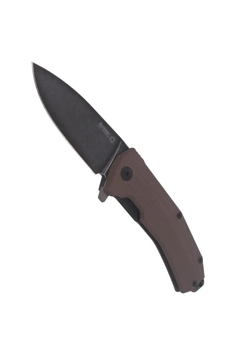 Nóż składany LionSteel KUR G10 Brown, Black Stone Washed (KUR BBR)