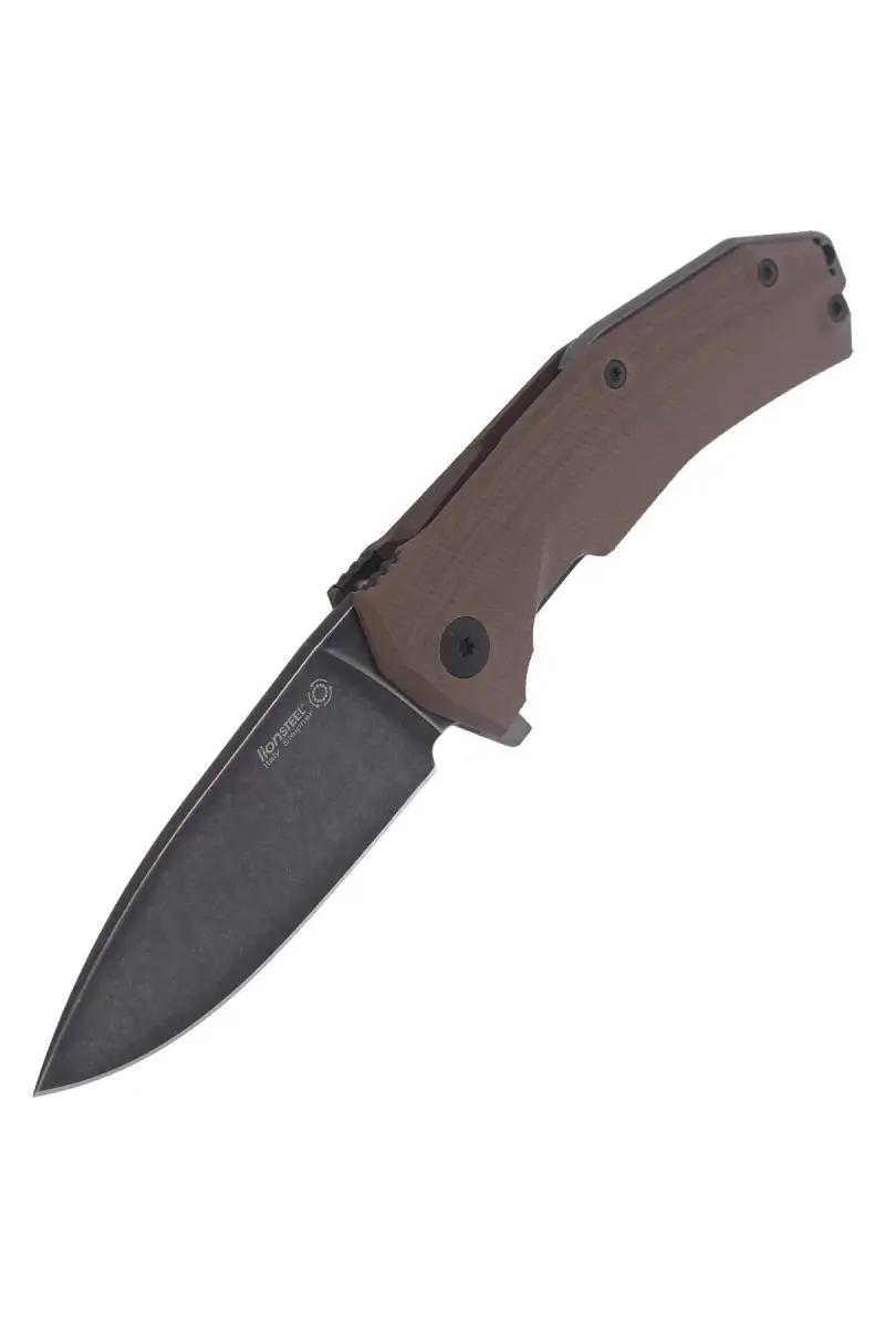 Nóż składany LionSteel KUR G10 Brown, Black Stone Washed (KUR BBR)