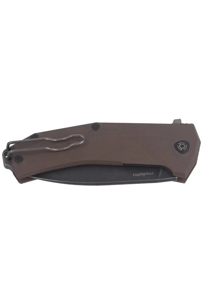 Nóż składany LionSteel KUR G10 Brown, Black Stone Washed (KUR BBR)
