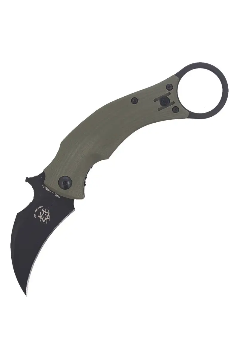 Nóż składany FOX Karambit Black Bird by Bastinelli G10 OD Green, Black Idroglider (FX-591 OD)