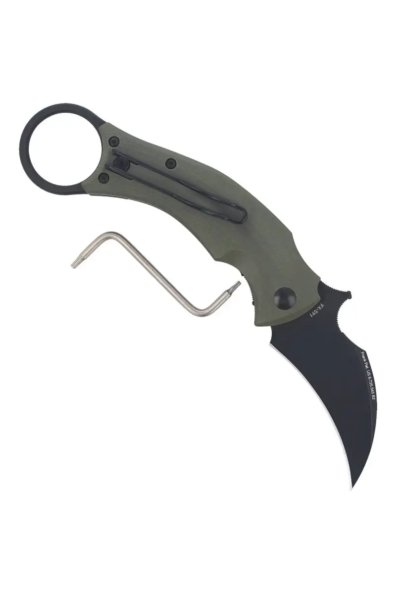 Nóż składany FOX Karambit Black Bird by Bastinelli G10 OD Green, Black Idroglider (FX-591 OD)