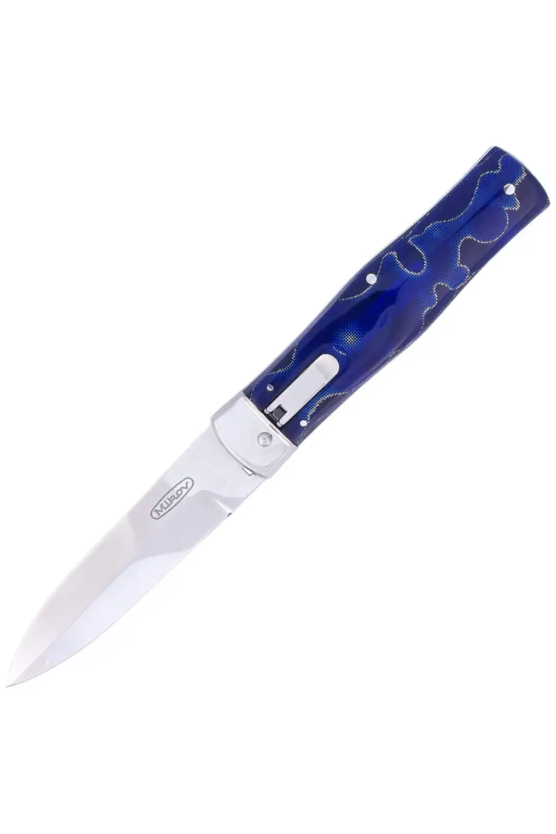 Nóż sprężynowy Mikov Predator Blue Raffir, Mirror N690 (241-BRa-1/KP BLUE)