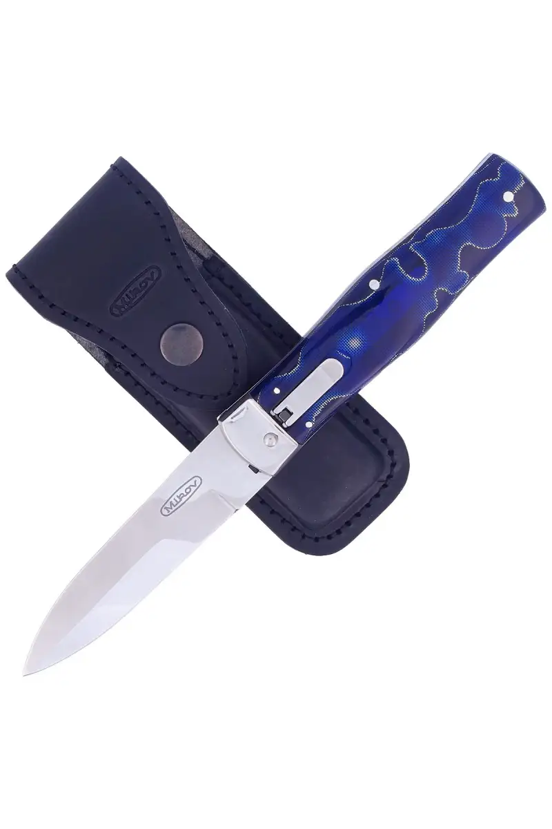 Nóż sprężynowy Mikov Predator Blue Raffir, Mirror N690 (241-BRa-1/KP BLUE)
