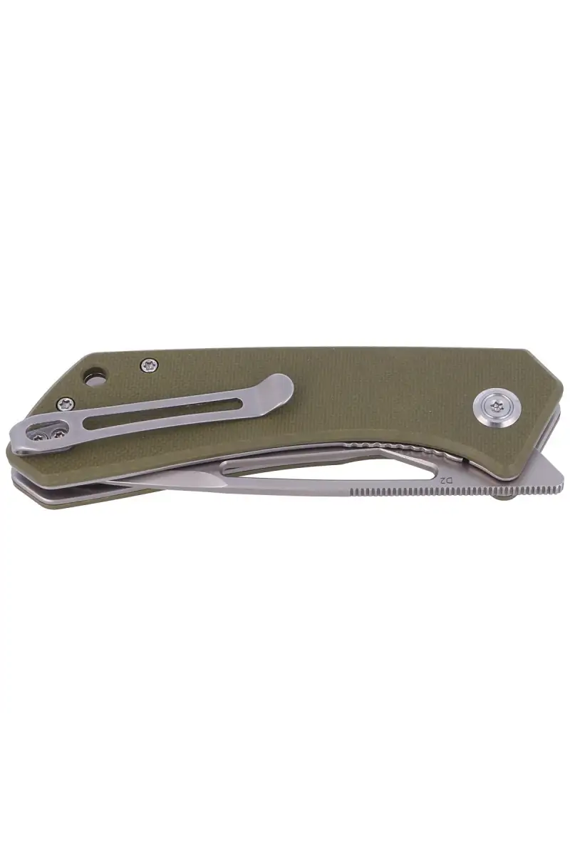 Nóż składany Kubey Thalia Green G10, Beadblasted D2 (KU331D)