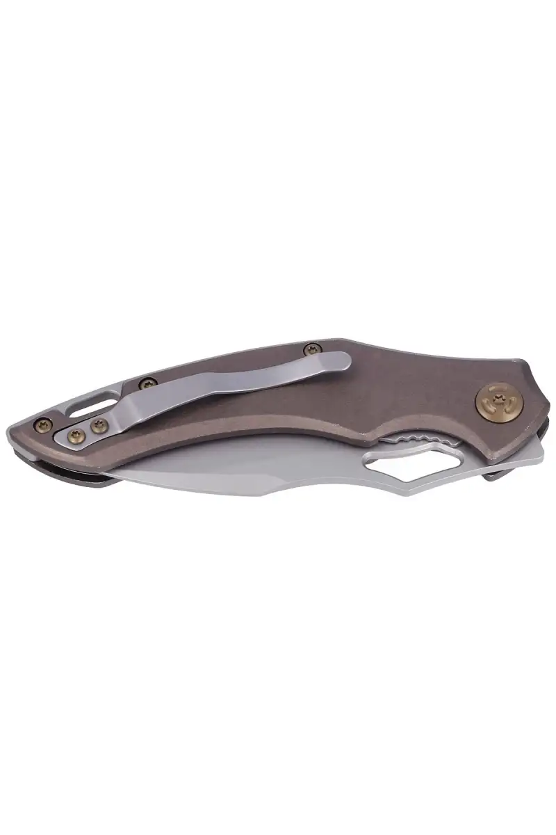 Nóż składany FoxEdge Sparrow Brown Anodized Aluminium, Sand Blasted by Denis Simonutti (FE-031)