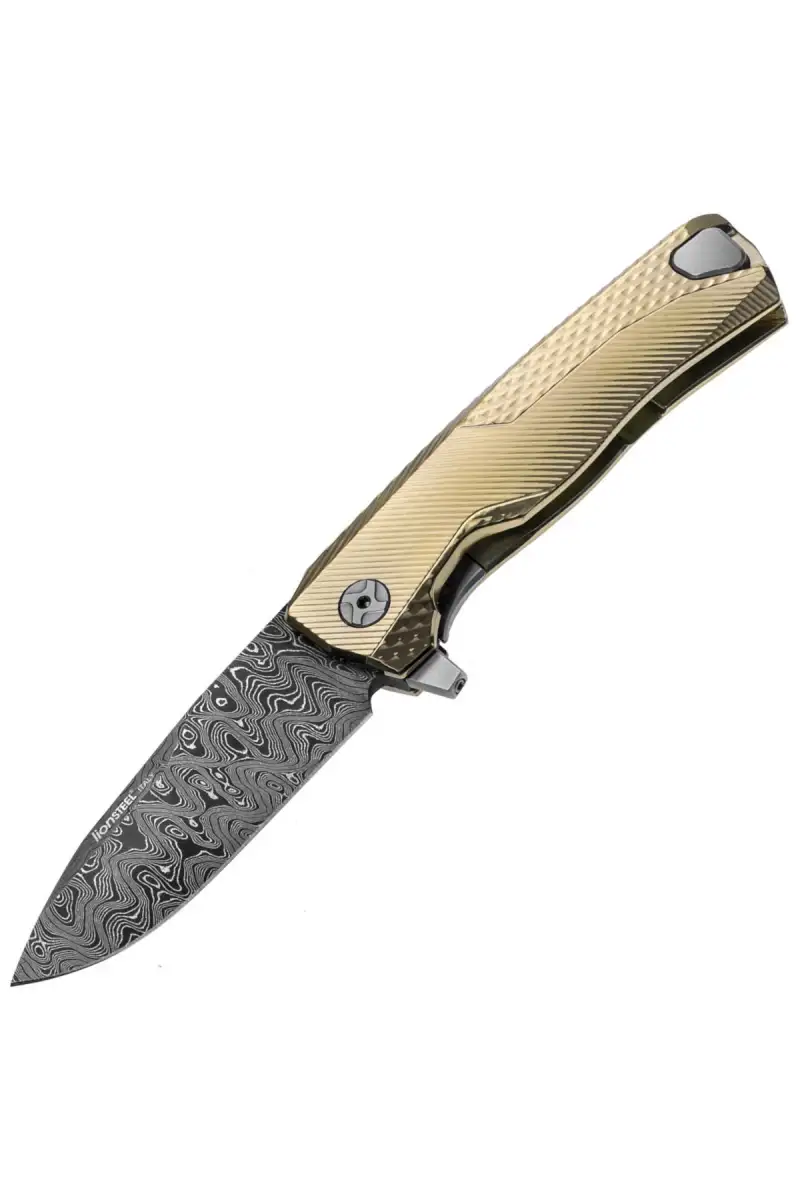Nóż składany LionSteel ROK Gold Titanium, Chad Nichols Scrambled Damascus (ROK DD GL)