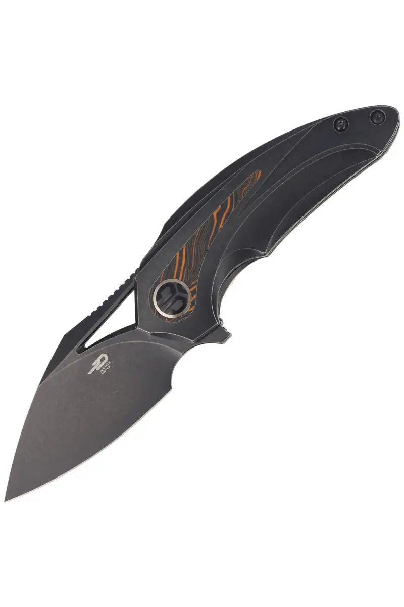 Nóż składany Bestech Nuke Black Titanium/Black Orange G10, Black Stonewashed M390 by Kombou (BT2107E)