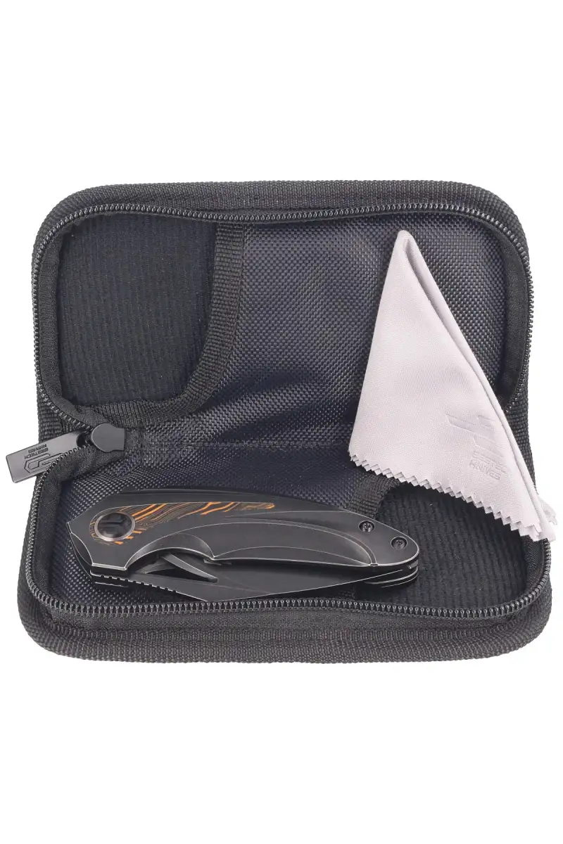 Nóż składany Bestech Nuke Black Titanium/Black Orange G10, Black Stonewashed M390 by Kombou (BT2107E)