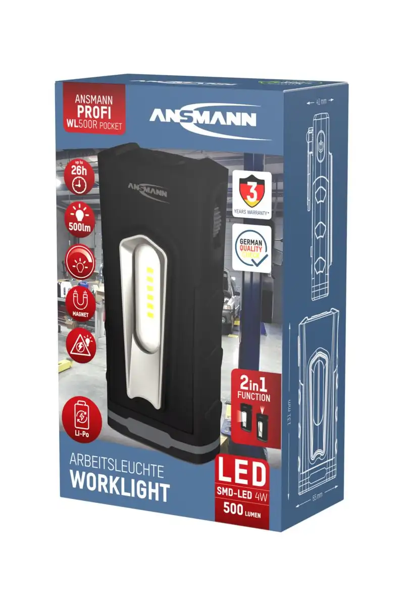 Lampa warsztatowa Ansmann WL500R500lm aku