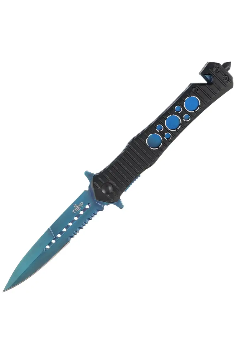 Nóż składany ratowniczy Decor Habitat Third Black/Blue Aluminium, Blue P/S 420 (TH-H0815A)