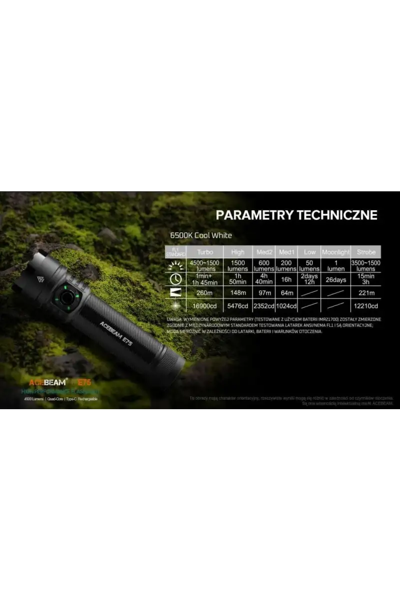 Latarka AceBeam E75 6500K Red