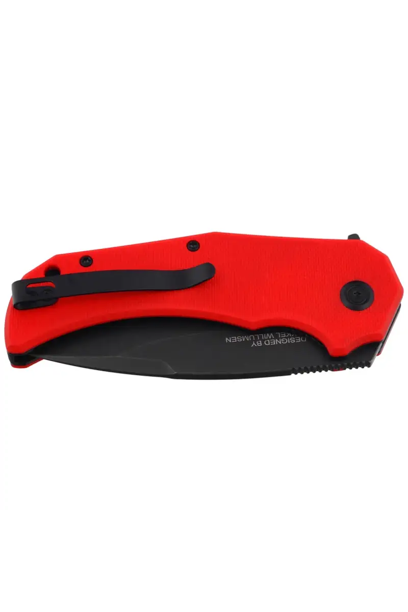 Nóż składany Kubey Bravo One Drop Point Red G10, Blackwashed AUS-10 by Mikkel Willumsen (KU319E)