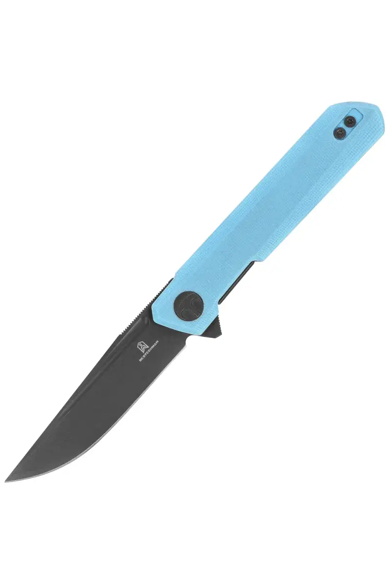 Nóż składany Bestechman Mini Dundee Tiffany Blue G10, Grey PVD D2 by Ostap Hel (BMK03L)