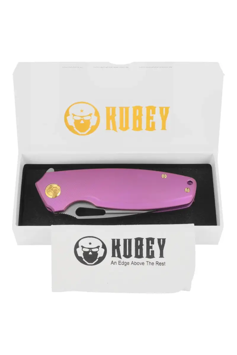 Nóż składany Kubey Tityus Purple Titanium, Bead Blasted 14C28N (KB360C)