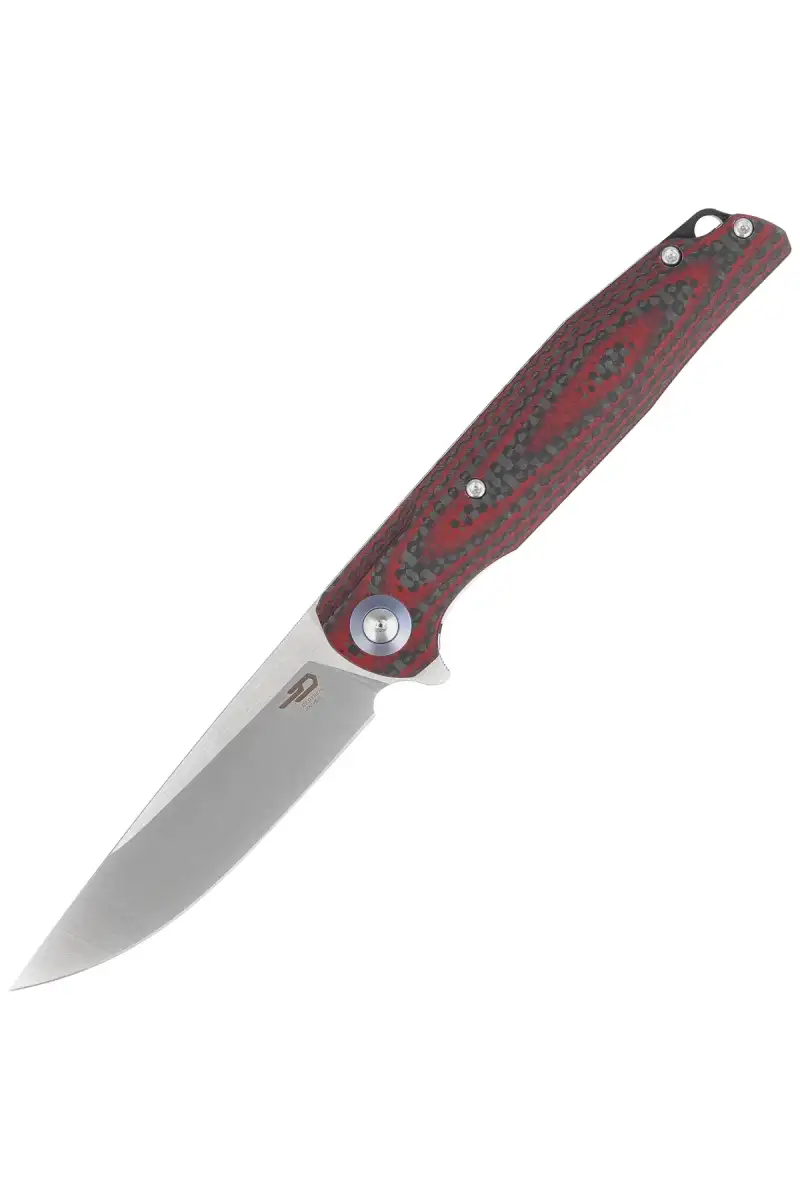 Nóż składany Bestech Ascot Red Carbon Fiber/G10, Satin D2 (BG19F)