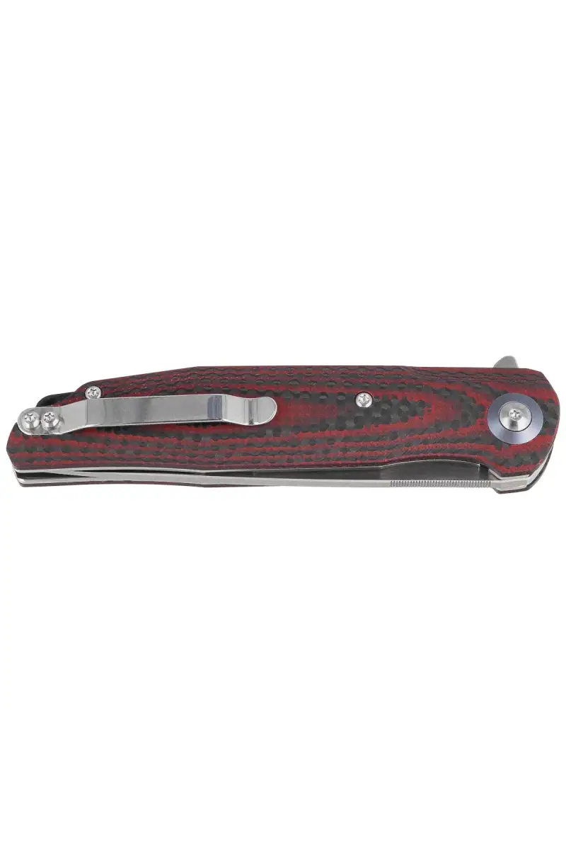 Nóż składany Bestech Ascot Red Carbon Fiber/G10, Satin D2 (BG19F)