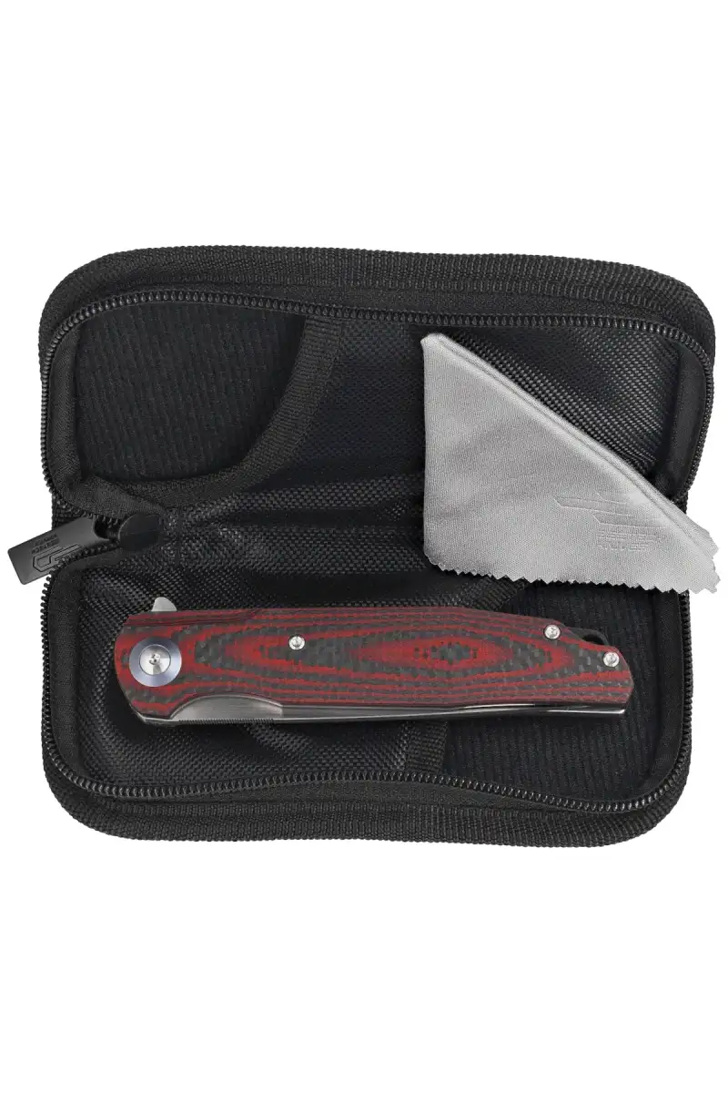Nóż składany Bestech Ascot Red Carbon Fiber/G10, Satin D2 (BG19F)