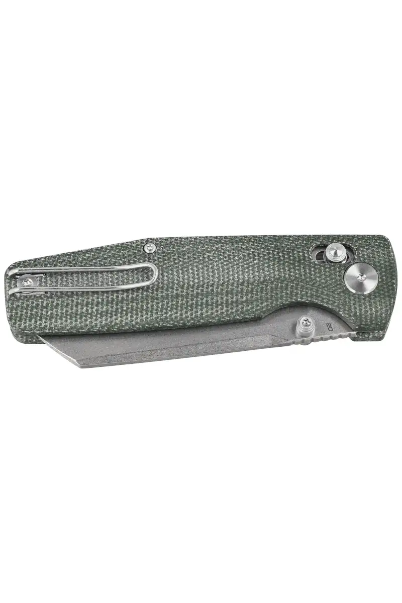 Nóż składany Bestech Slasher Green Micarta, Stonewashed D2 (BG56B-1)