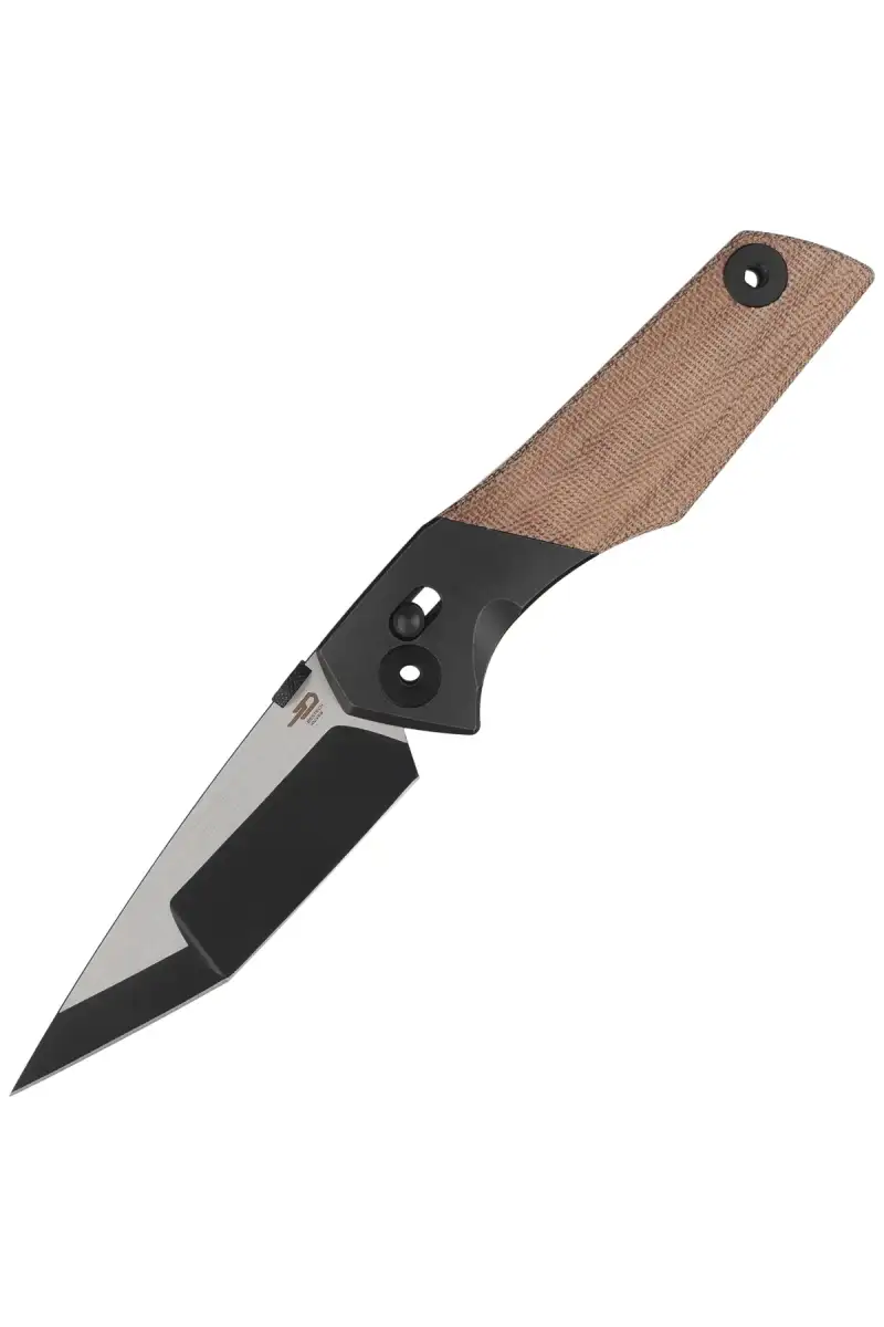 Nóż składany Bestech Cetus Bronze Black Titanium / Natural Canvas Micarta, Black PVD / Satin M390 by Poltergeistworks (BT2304B)