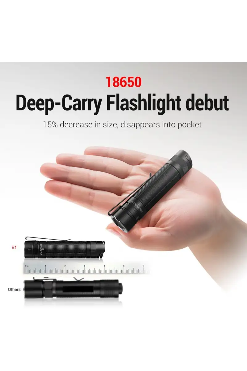 Latarka Klarus 1000lm, 18650 / 2600mAh Deep Carry Pocket Light (E1)