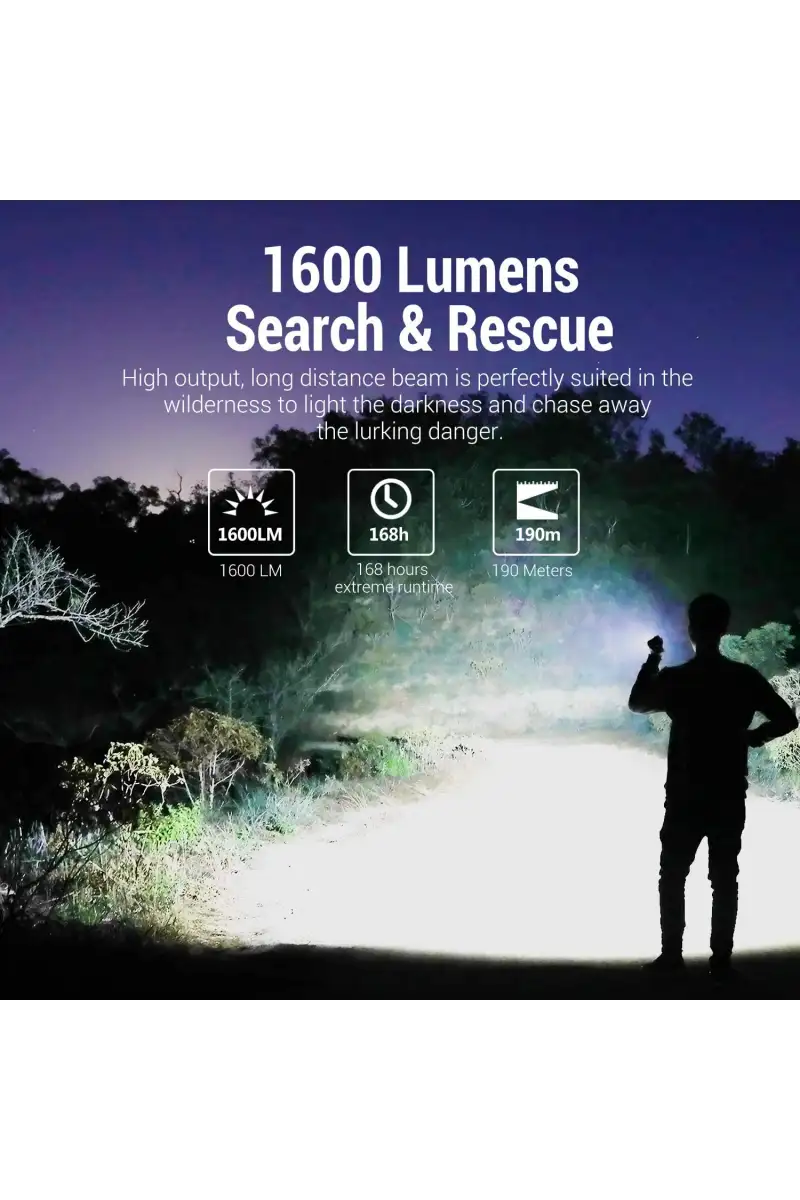 Latarka Klarus 1600lm, 18650 / 3600mAh (E2 BLACK)