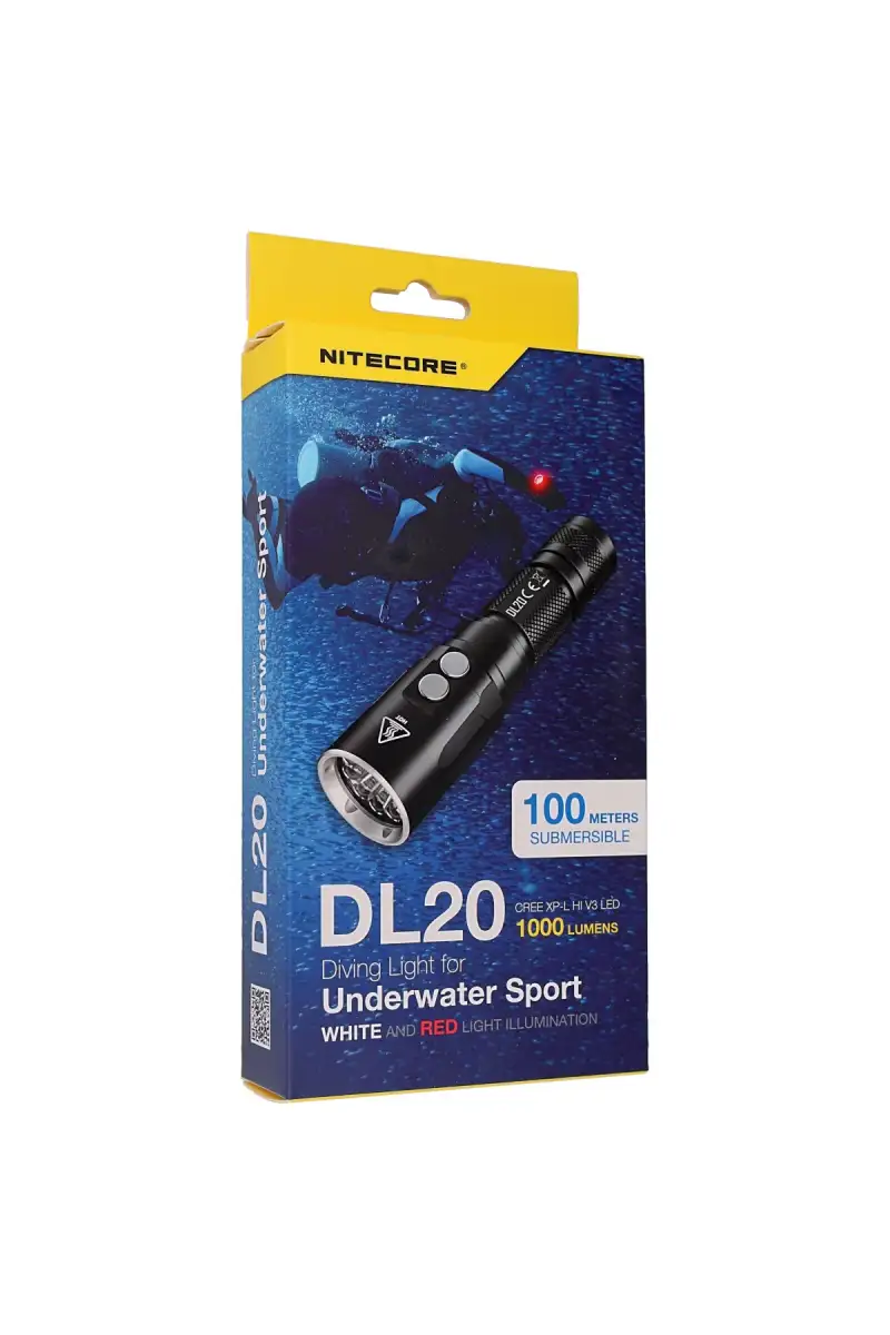 Latarka nurkowa NiteCore 1000lm, 1x18650 / 3500mAh White/Red LED (DL20)