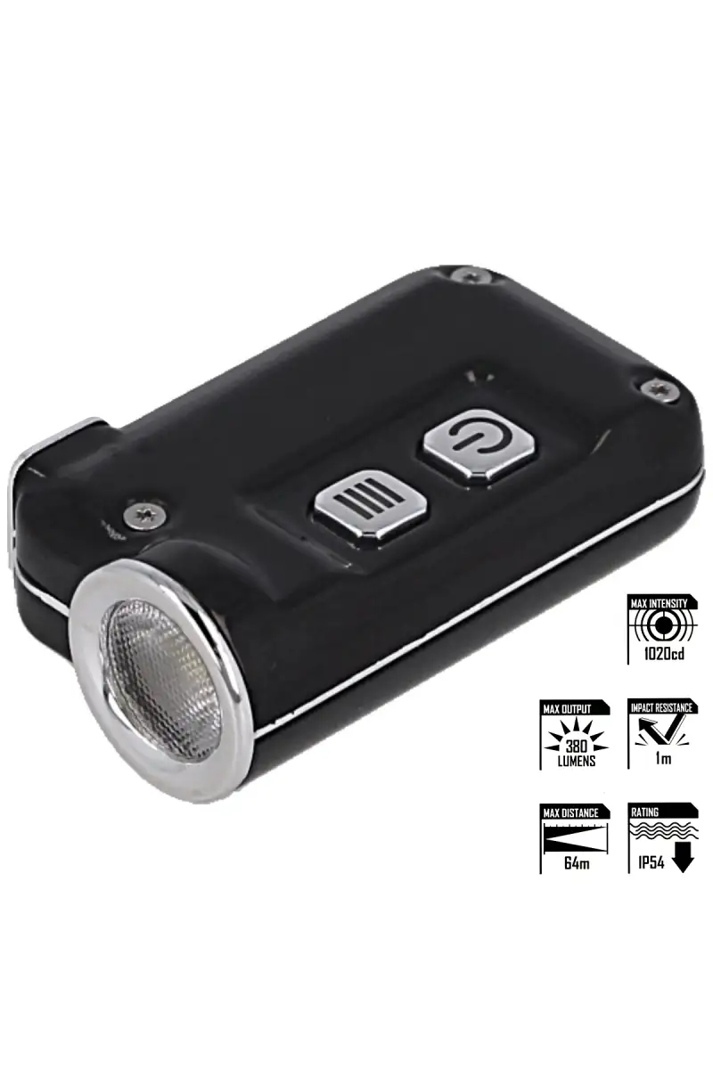 Latarka brelok NiteCore 380lm, Li-ion Battery / 280mAh (TINI SS JET BLACK)