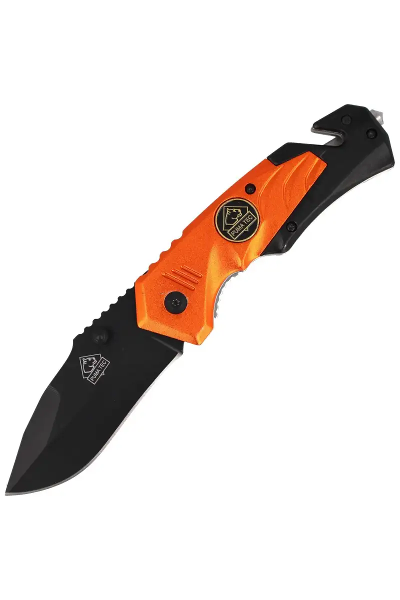 Nóż składany ratowniczy Puma Solingen Black / Orange Aluminium, Black Coated (333811)
